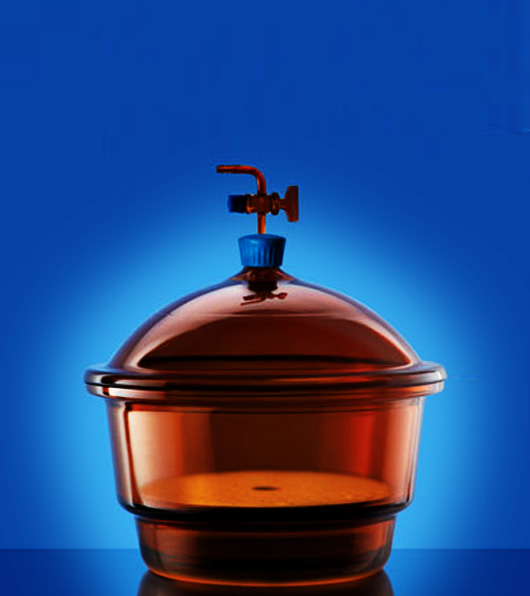 Vacuum Desiccator Set With Cover & Porcelain Plate, Amber